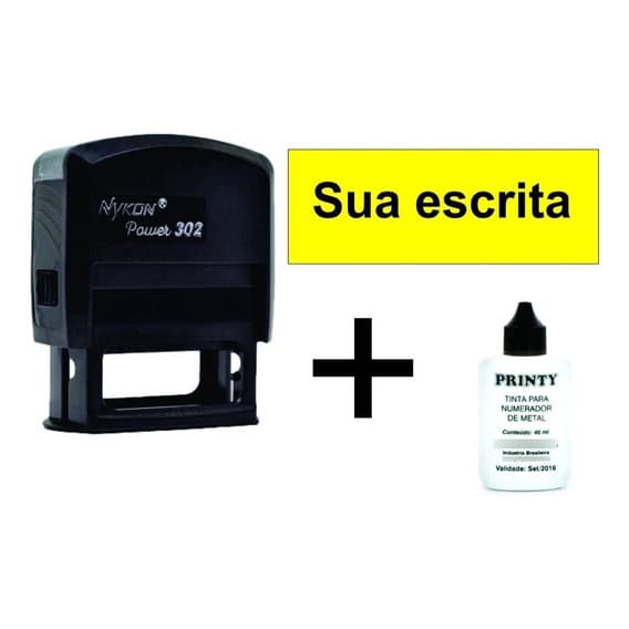 Carimbo PersonalizadoNykon 302 medida 14x38mm + 1 Tinta 30ml