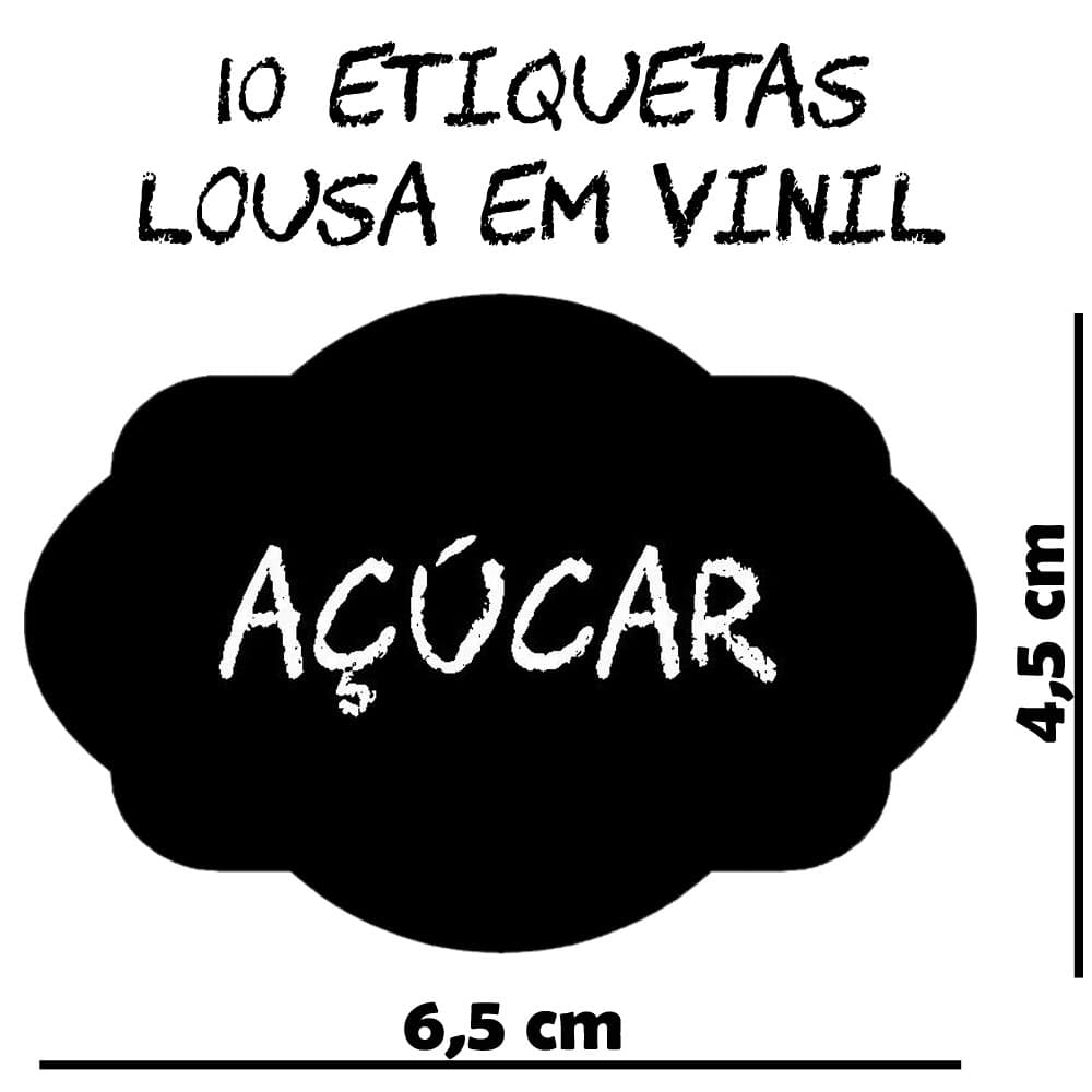 10 Etiquetas Adesiva 6,5cm x 4,5cm Lousa Apagável Preta Fosca Vinil