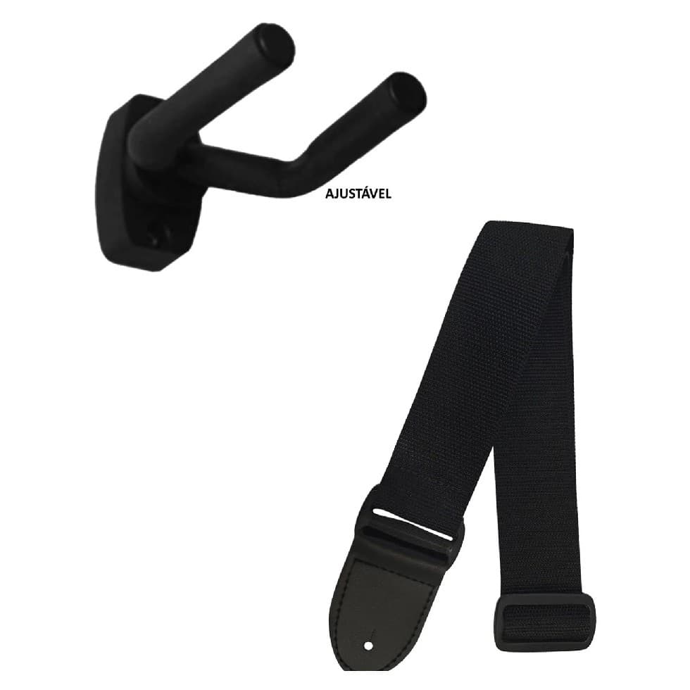 Suporte Violão Guitarra Cavaco Ukulele Parede Ajustável E Correia Alça Preta Violão Guitarra Outros Instrumentos