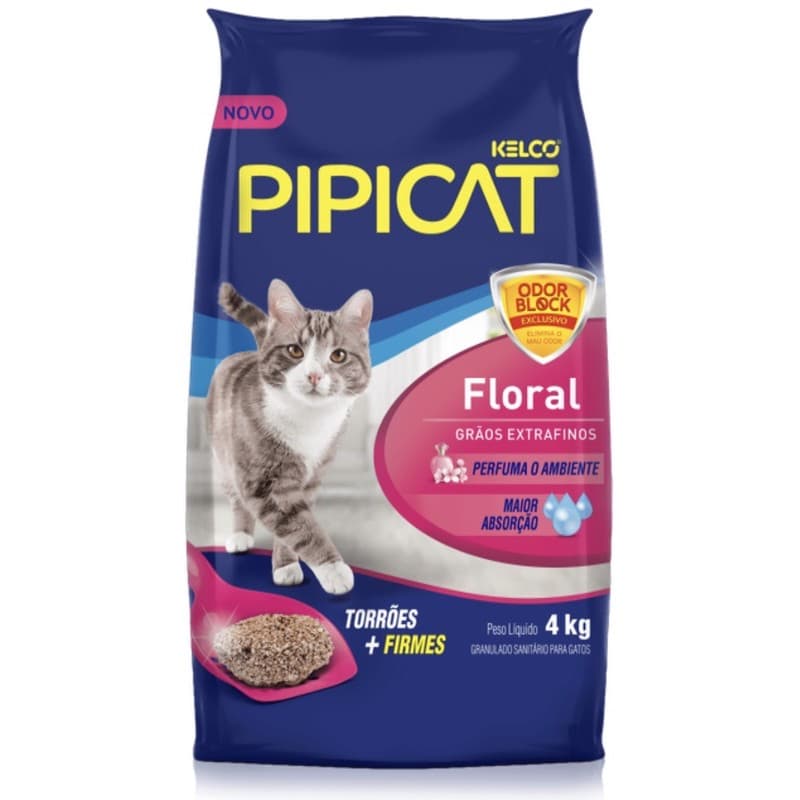 Areia Higiênica Para Gatos Pipicat Floral 4kg