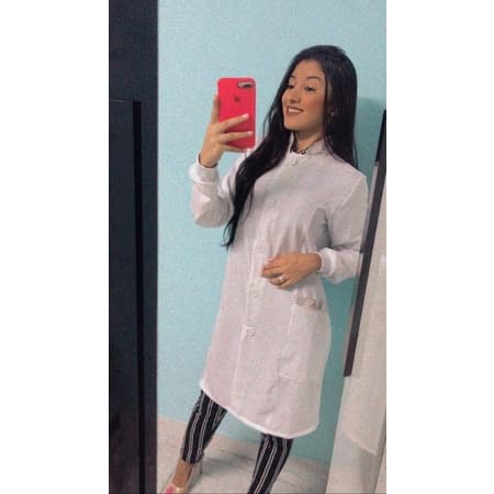 jaleco simples botao/bordado nome e profissão / odontologia/medicina/enfermagem/saúde/estética