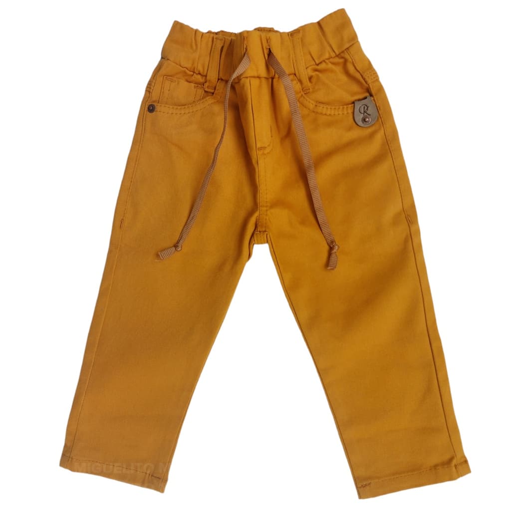 Calças Jeans Sarja Masculina Infantil Menino 1 A 10 Anos Mostarda