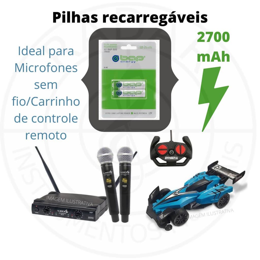 Pilha Recarregável Aa Microfone Carrinho de controle remoto 2700mah Bap Energy Bap600 Blister - 2 UN