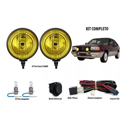 Kit Farol Auxiliar Milha Gol Gti Ambar Completo