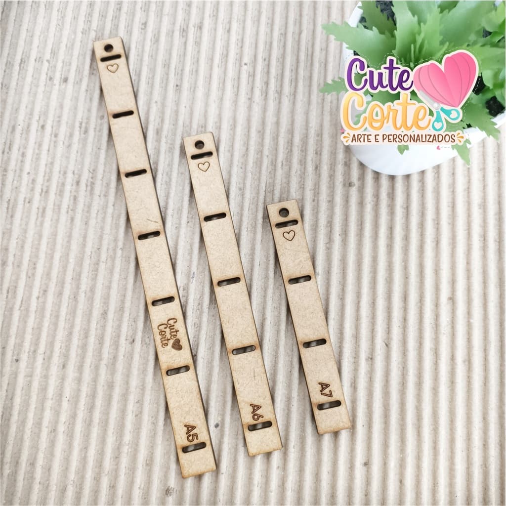 Kit  Gabarito A5 A6 A7 - BROCHURA FACIL - Marcações para Miolo Serrotado - régua encadernação