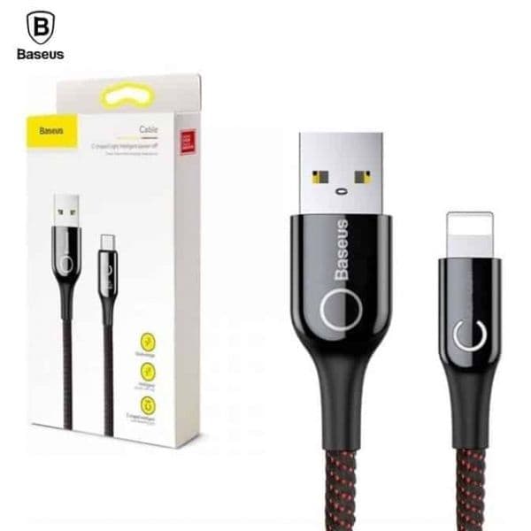 Cabo Lighting Com Led Inteligente Baseus C-shaped 100cm 2.4a Para Iphone Ipad