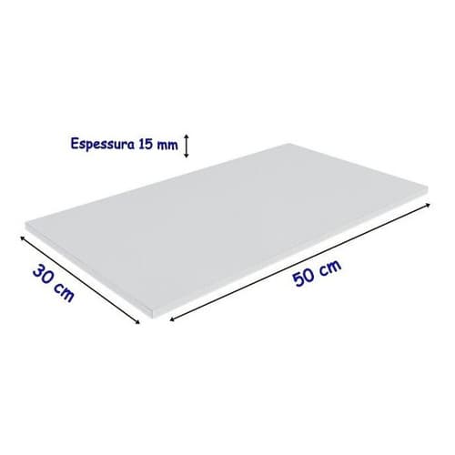 Tabua De Corte 50 x 30 x 1.5cm Em Polietileno Branco Laticínios, e outros alimentos