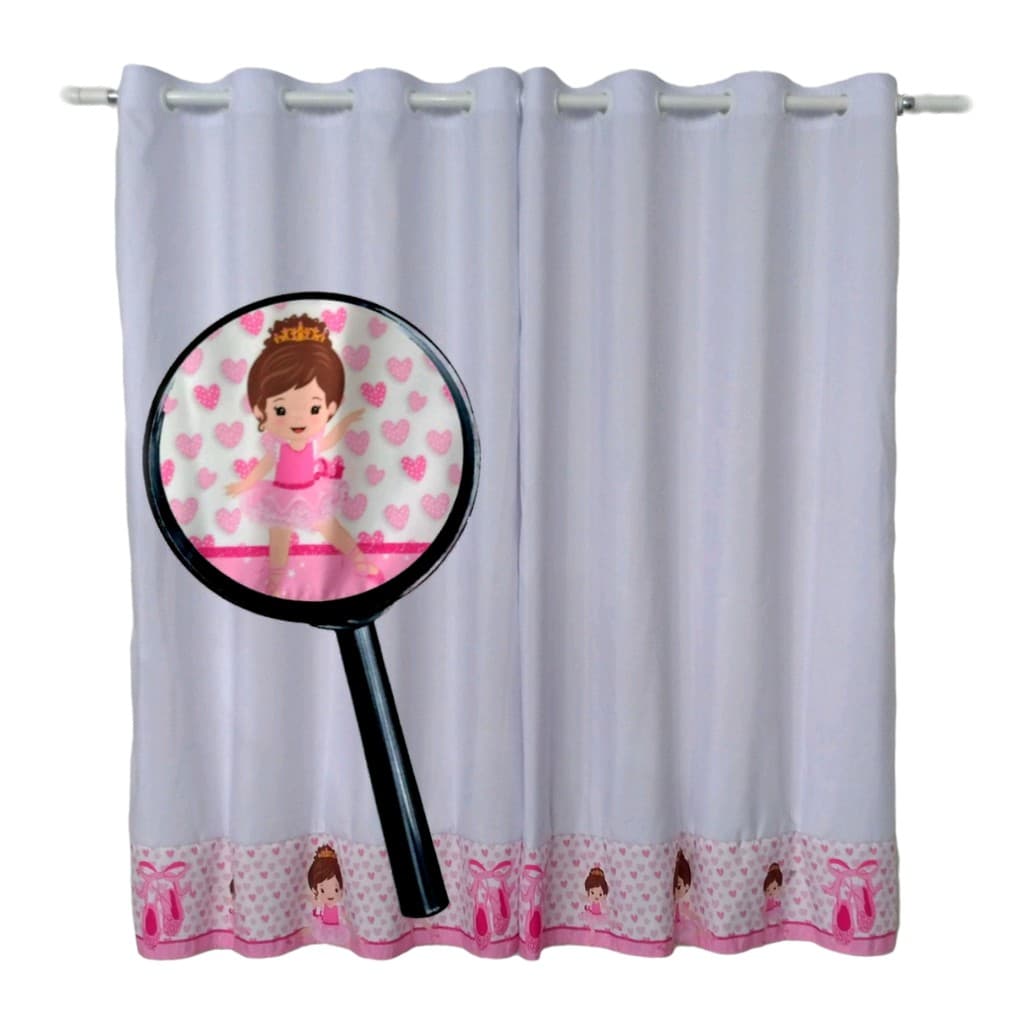 Cortina De Bailarina Quarto de Menina Branca Janela Padrão 2,60 L x 1,70 A