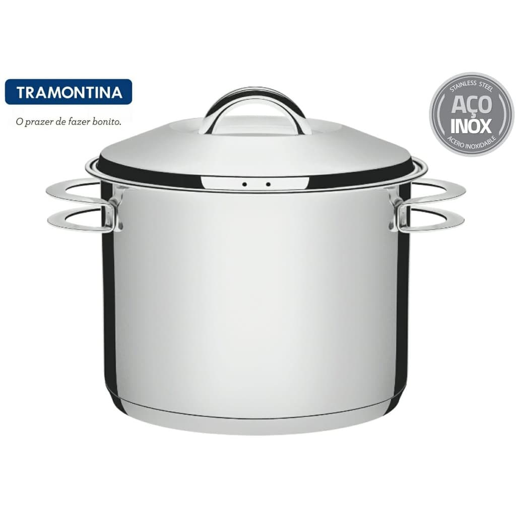 panela grande aço inox fundo triplo com tampa 9,6 L