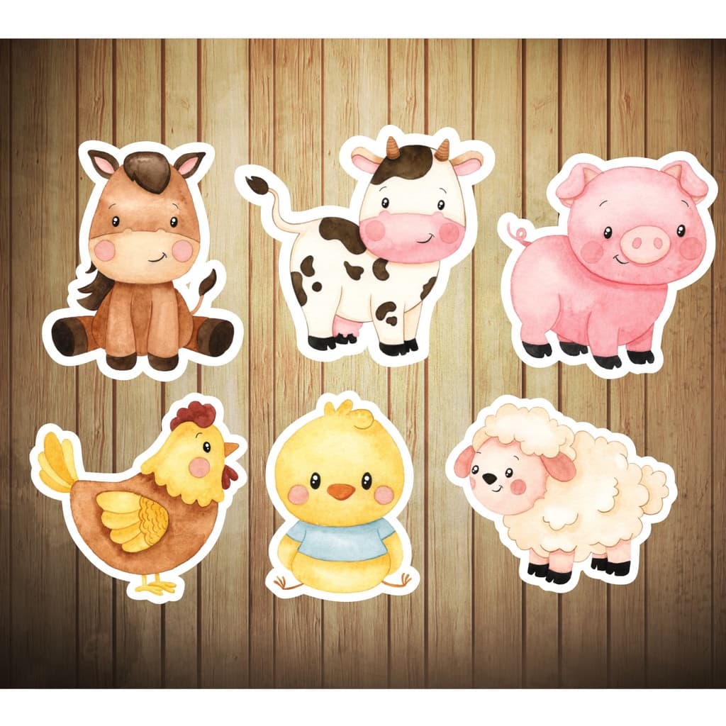100 Apliques de fazendinha Menino aquarela 3cm para decorar forminhas e toppers
