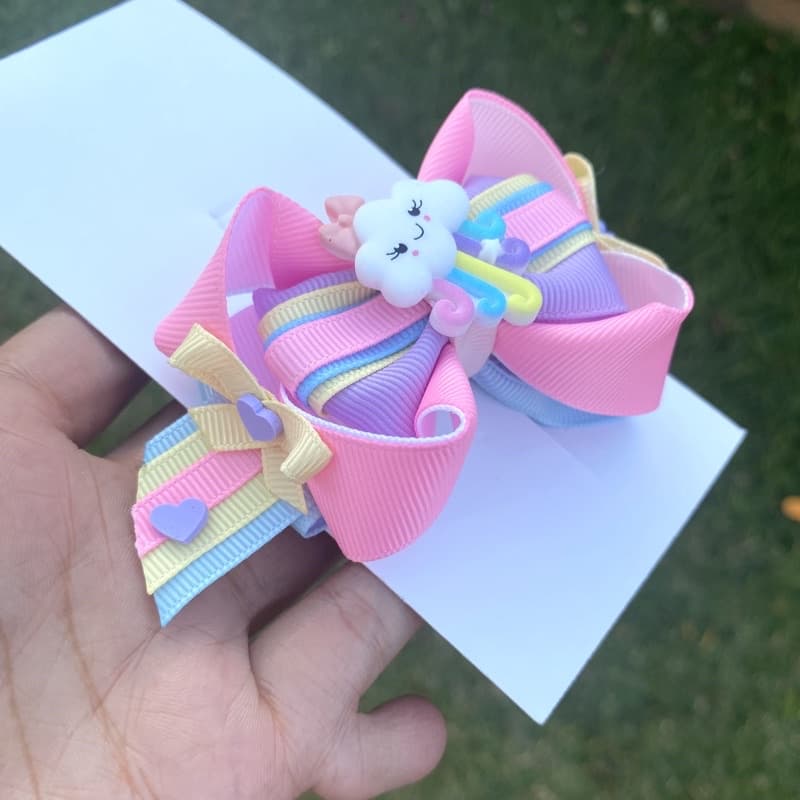 Laço para cabelo infantil nuvem chuva de benção faixinha bico de pato