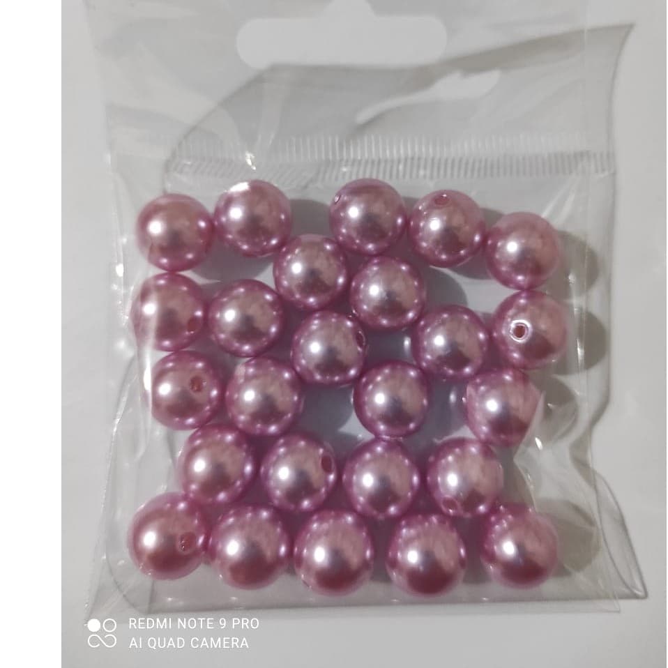 Pérola De ABS 12 mm Lilás Claro  Com Furo Passante Pacote Com 50 peças - Planeta das artes