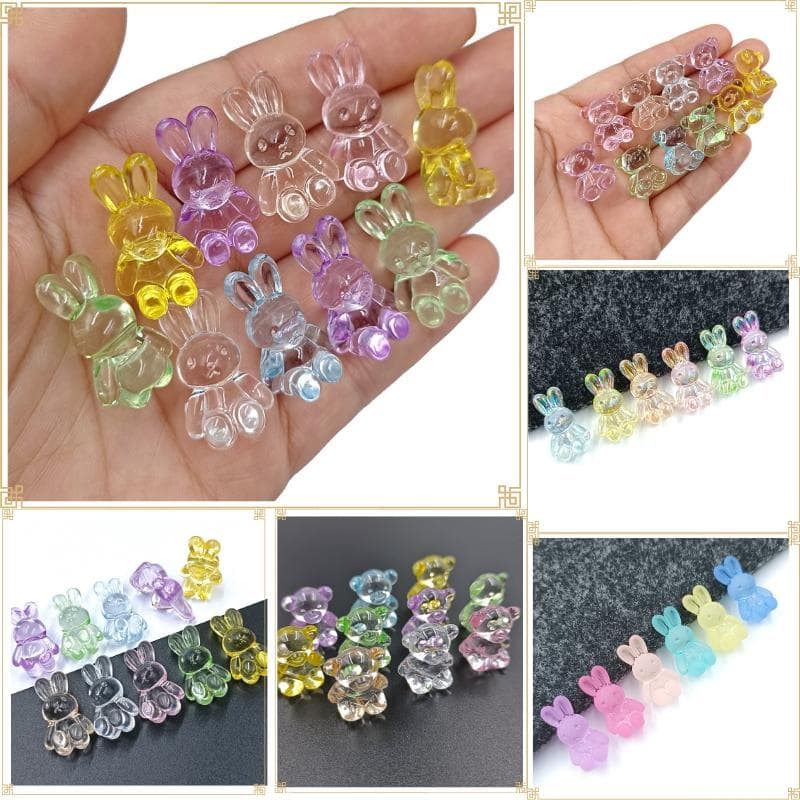 10 Pçs Transparente/Fosco/AB Cor Coelho Urso Contas DIY Descobertas Para Pingente Colar Pulseira Jóias Fazendo