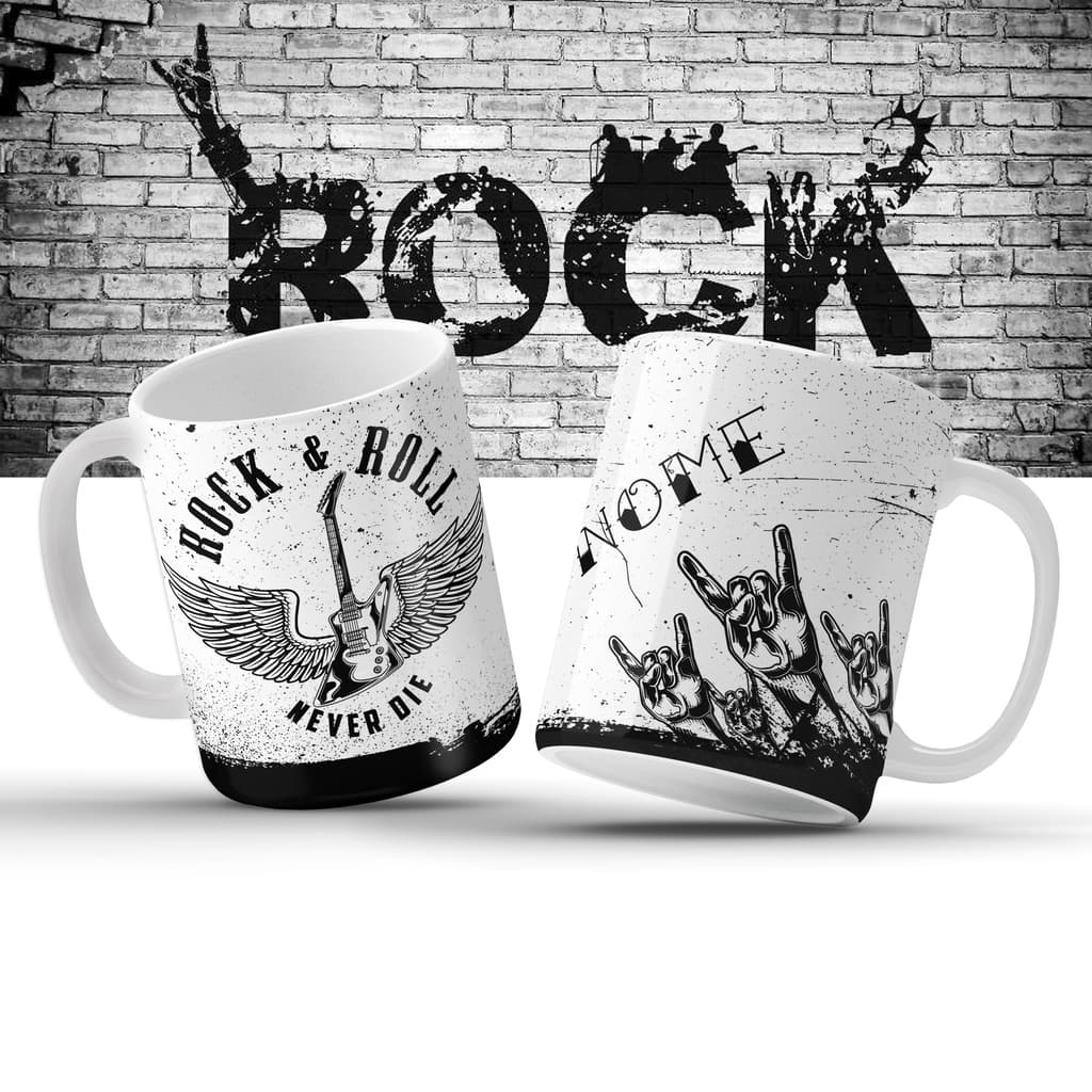 Caneca Personalizada Rock & Roll - Guitarrista - Caneca Guitarra