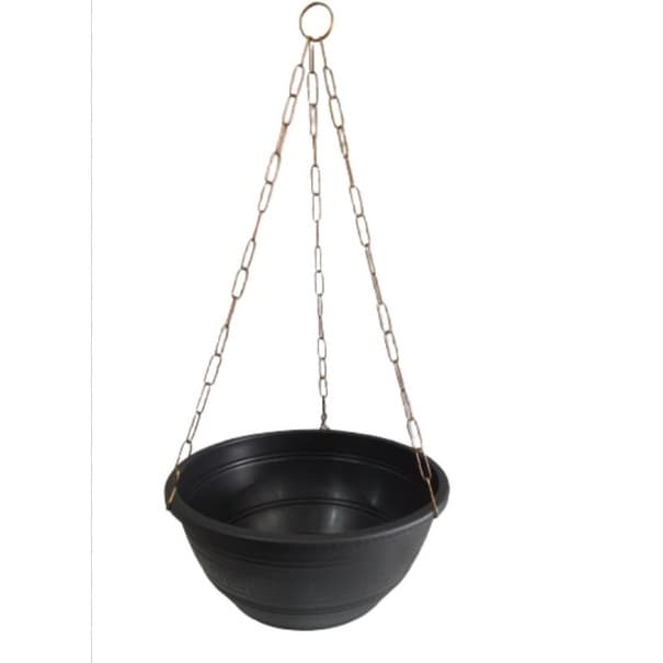 Vaso p/ samambaia ou flor do deserto G. 25cm preto com corrente 45cm