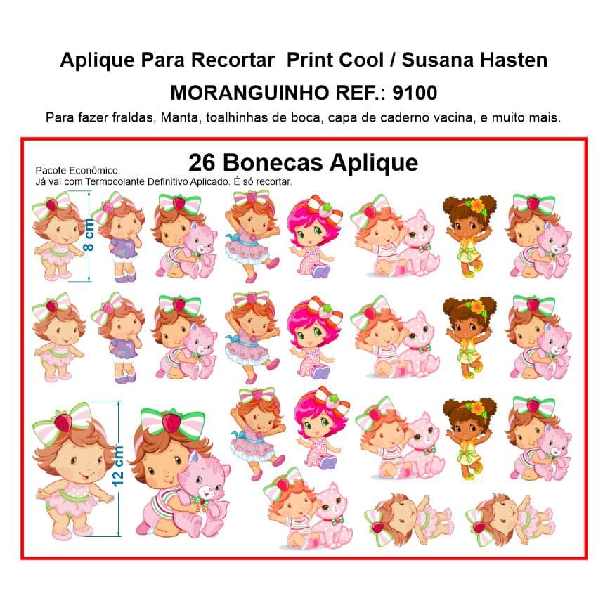 26 Apliques Moranguinho Patche Termocolante Ref.: 9100