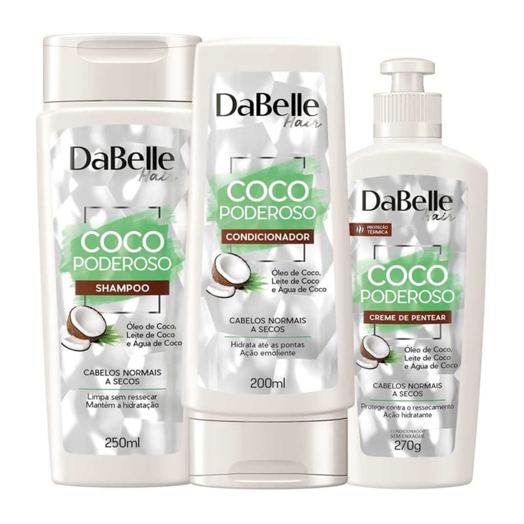 Kit Coco Poderoso ( Shampoo 250ml + Condicionador 200ml ) + Creme De Pentear 270g