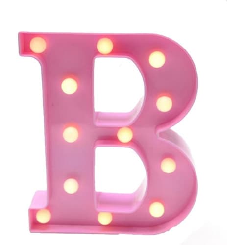 Luminária Decorativa Led 3d Letra B Rosa 22cm Decoração