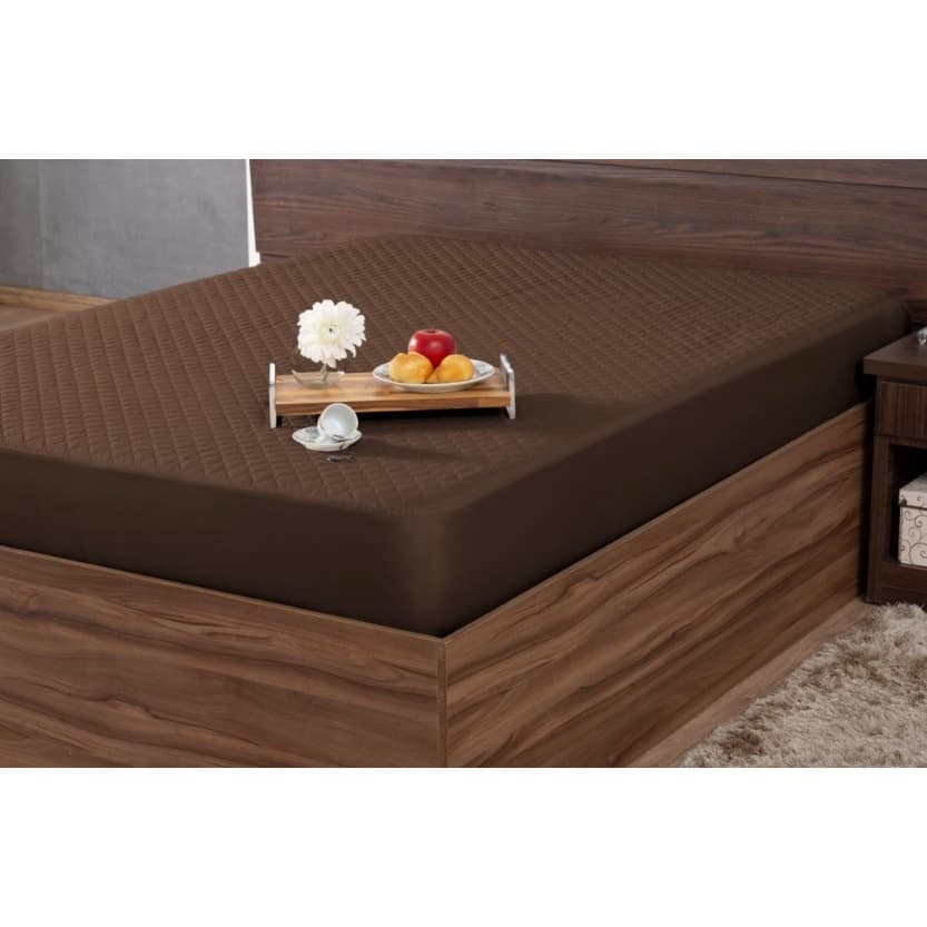 Capa Protetor de Colchão Impermeável Cama Casal Padrão Tabaco