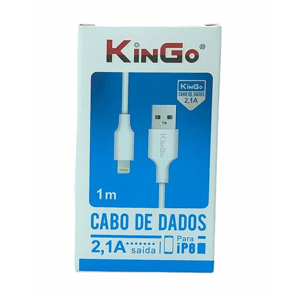 Cabo Dados Carga Kingo Compativel iPhone Lightning Micro USB V8 Type-C Ip-8 2.1a 1m - 10un 20un
