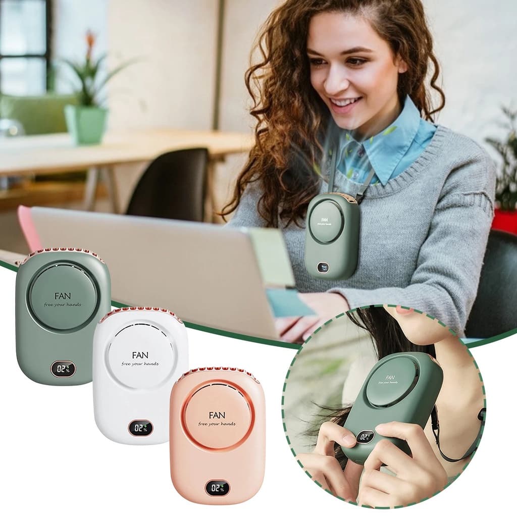 Mini Ventilador Portátil USB Recarregável Para Pendurar No Pescoço /