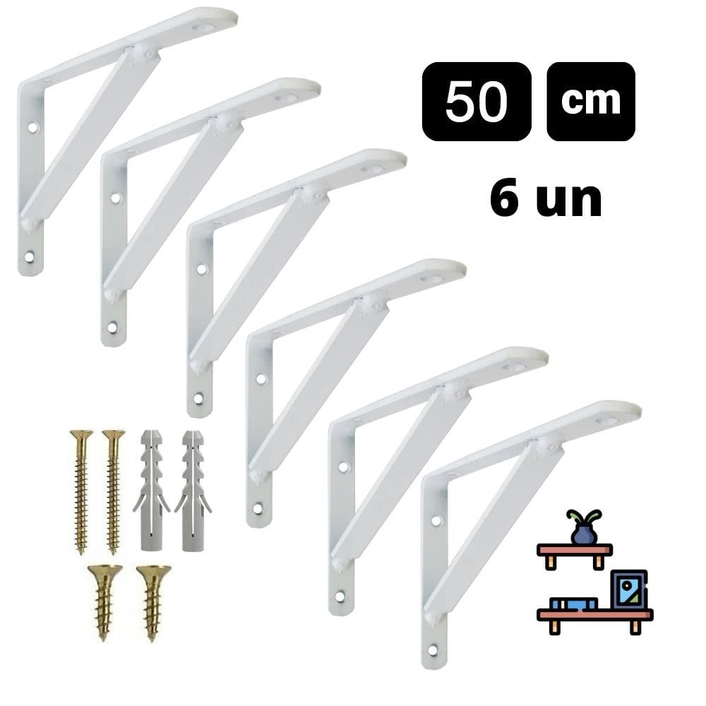 Mão Francesa 50 cm Reforçada - 6 un Suporte para Prateleira