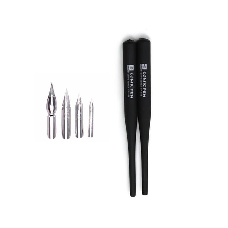 Kit com 2 Canetas Nanquim + 4 Pontas Bico Pena P/ Escrita Artística