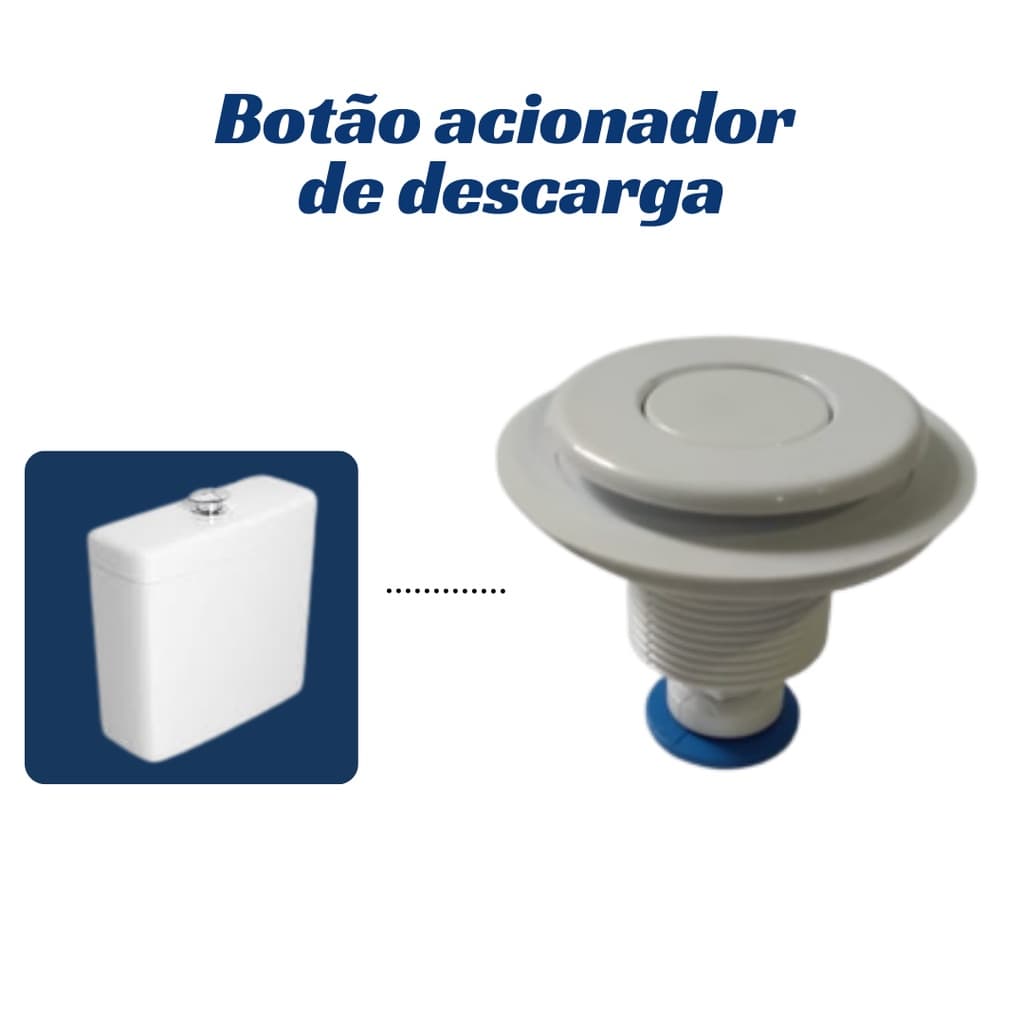 Botão Acionador de Descarga Caixa Acoplada ,Superior, Branco, Fácil de Instalar, botão com mecanismos acionador.