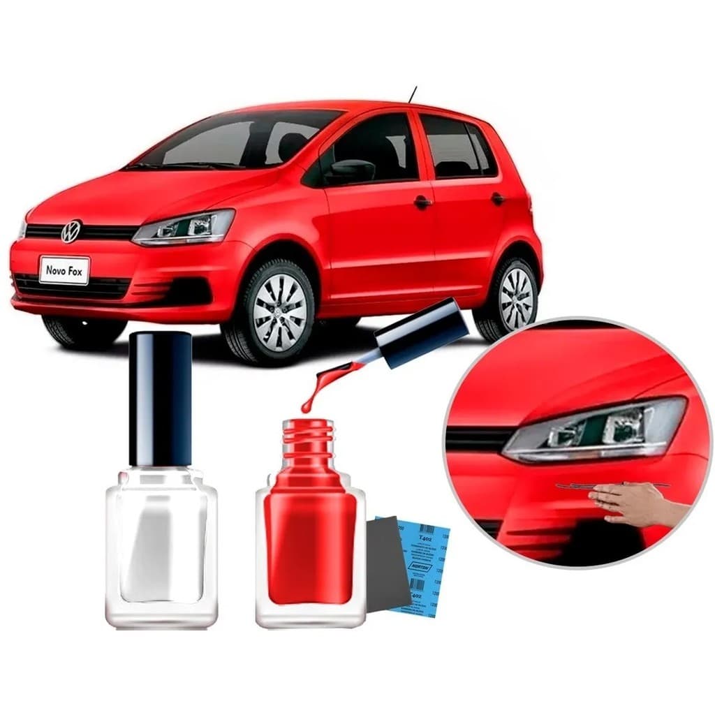 Tinta Tira Risco Automotivo Cor Carro Vw Fox 2010 2011 2012 2013 2014 2015 2016 2017 2018 2019 2020 Vermelho Tornado