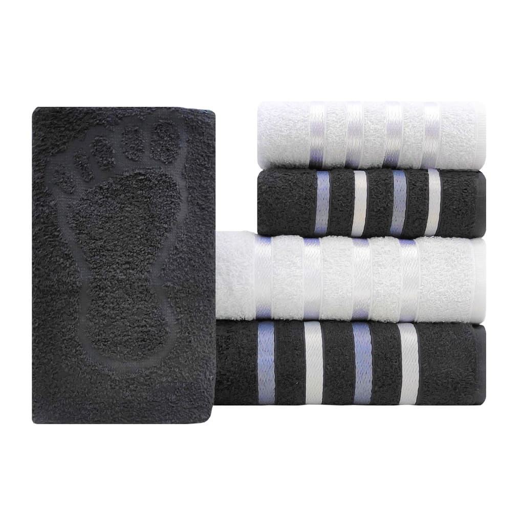 Kit  C/5 Toalhas:Jogo - 2 Banho 2 Rosto 1 Piso - 100% Algodão Exceto Faixa Decorativa