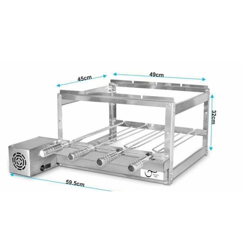 Gira Grill Inox 4 Espetos para Churrasqueiras