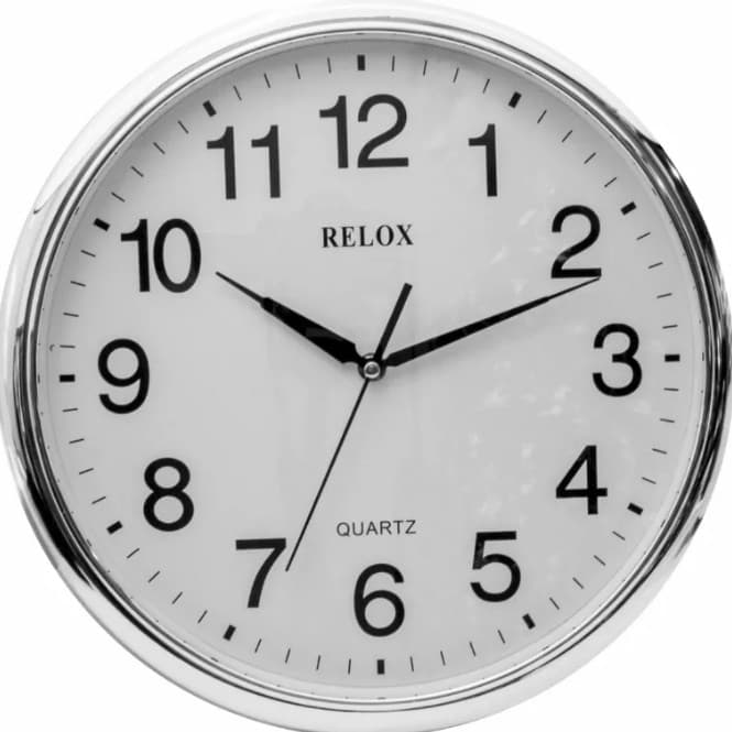 Relogio De Parede Grande Branco E Prata 36x36cm Lindo !