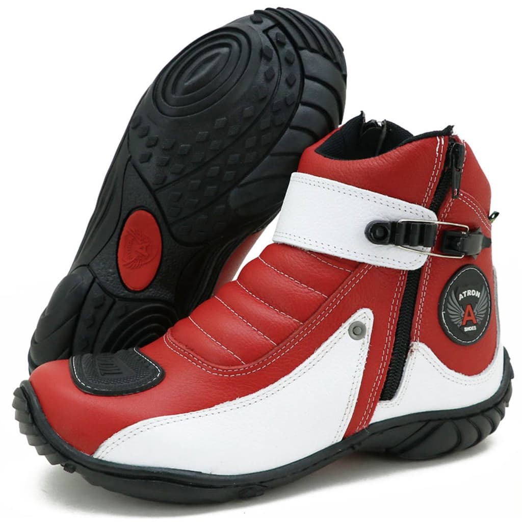 Bota Cano Curto Couro Para Motociclista ATRON 271 KM VM BCO