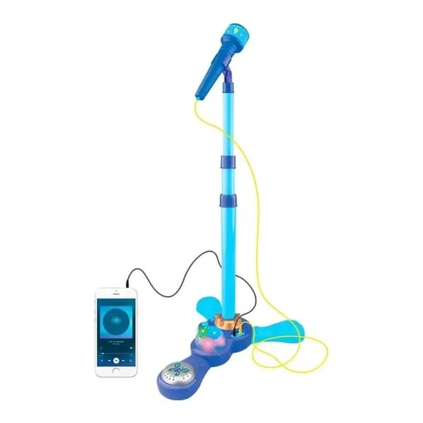 Brinquedo Microfone Infantil com Pedestal e Luzes – Azul