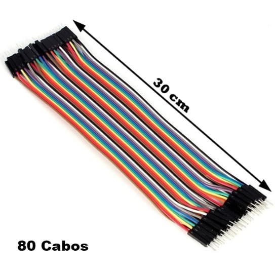 Cabo Wire Jumper 30cm 80 Fios Fêmea-macho Protoboard Arduino
