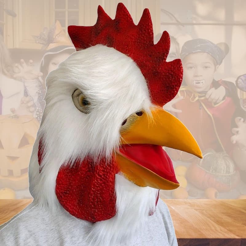 XI Galo Halloween Novidade Fantasia Festa Látex Animal Cabeça Accessor