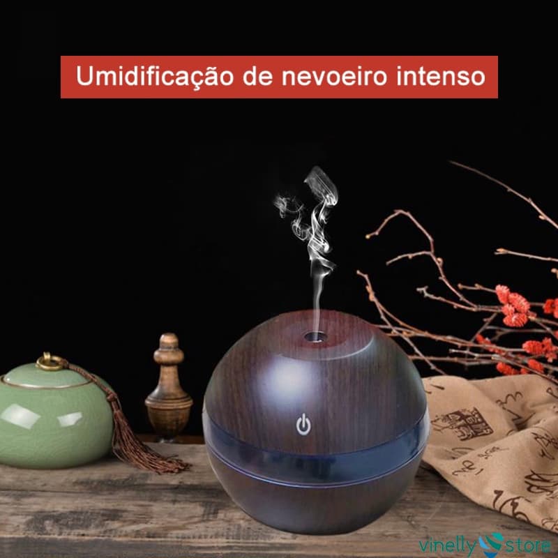 Mini Umidificador de Ar e Aromatizador de Ambientes Tipo Madeira aromatizador