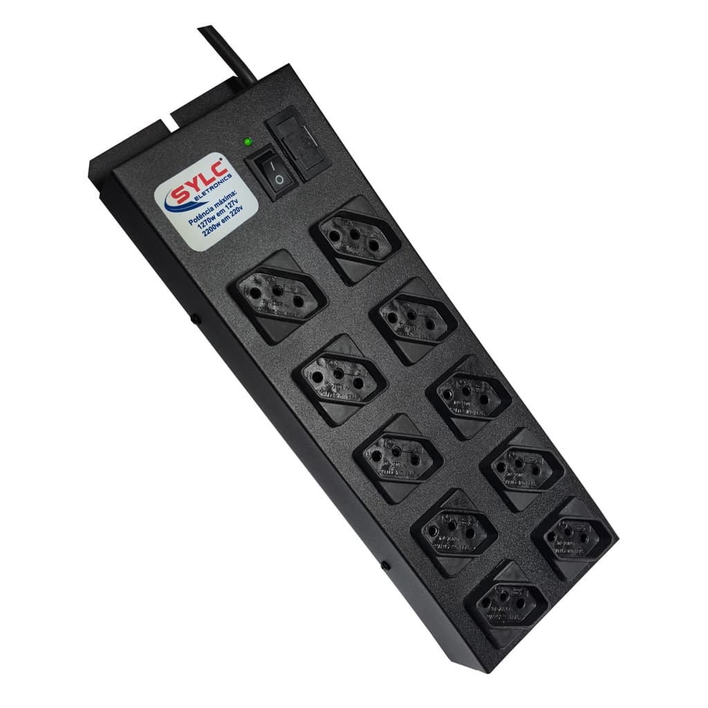 Filtro De Linha Protetor Régua 10 Tomadas Metálico Bivolt 10A