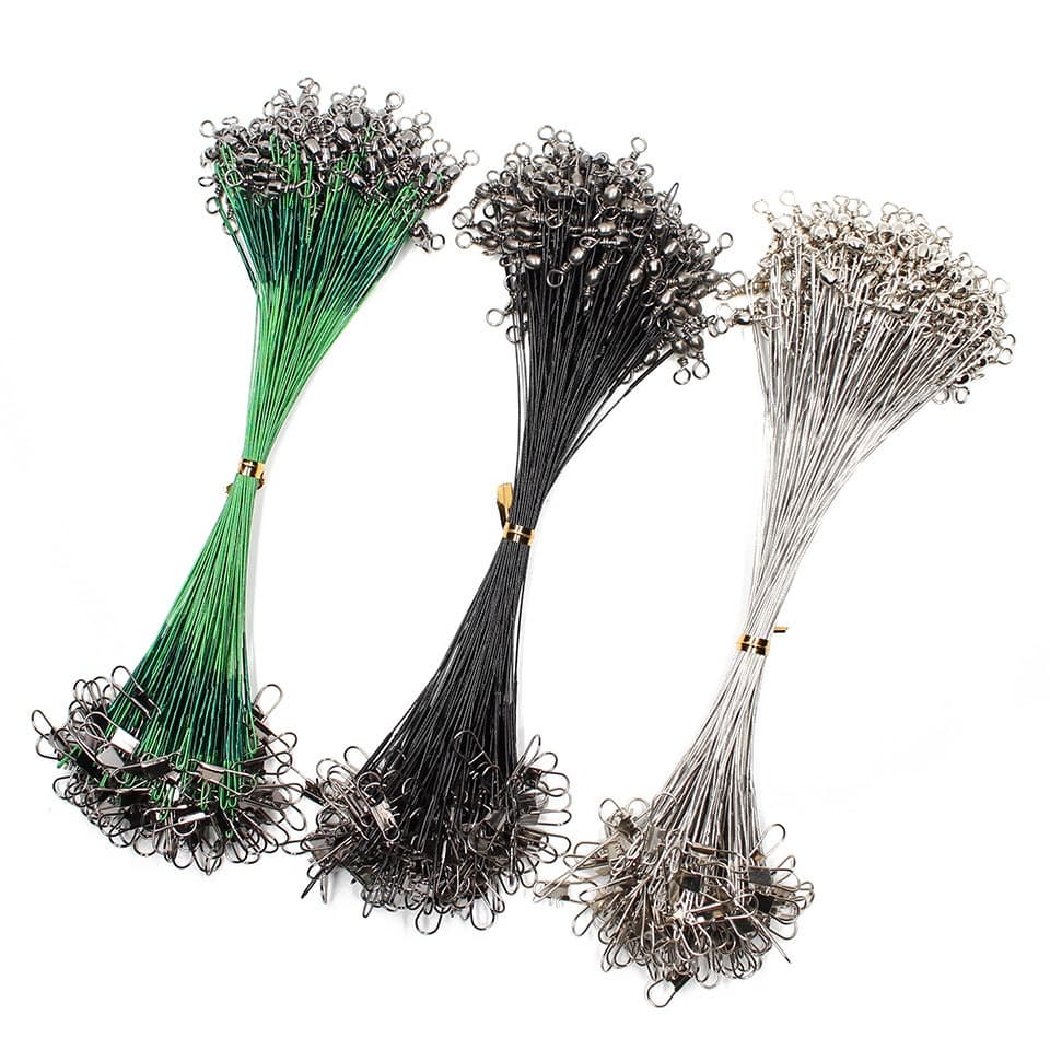 20PCS Linha De Pesca Anti-Mordida Líder De Arame De Aço Com Acessório Giratório Núcleo De Chumbo 15CM-30CM