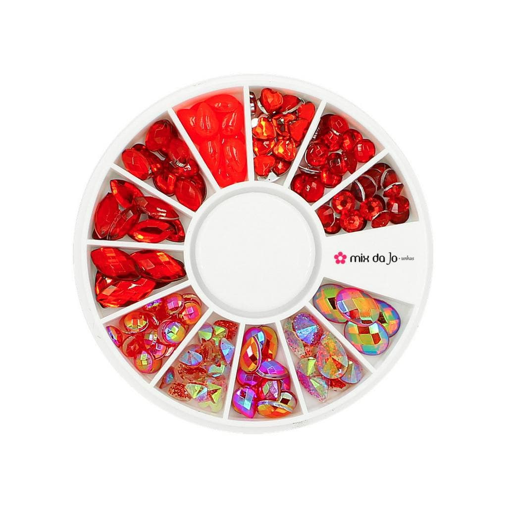 Disco Pedrarias Centrais Vermelho Decoração De Unhas 3d Manicure Art Nail