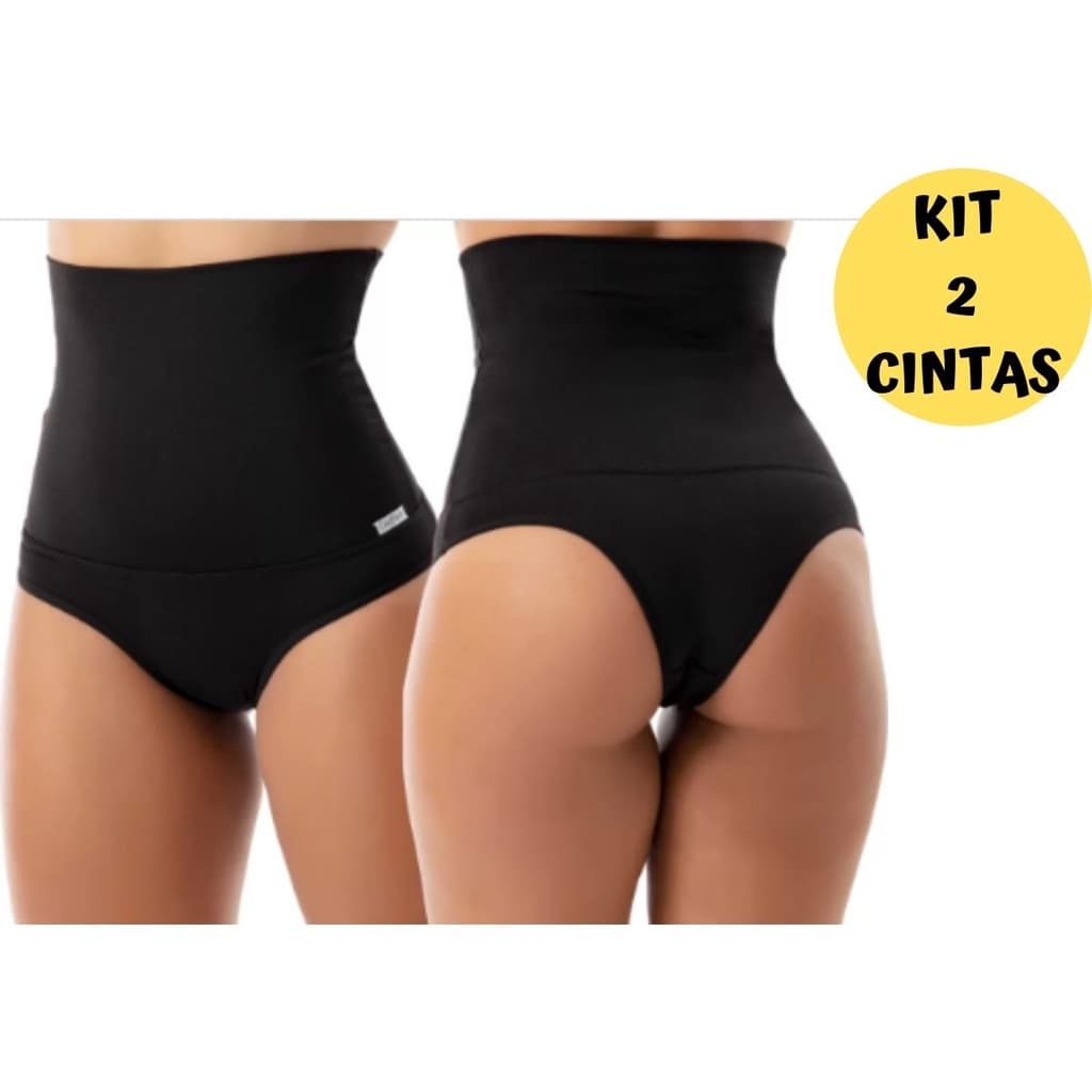 Kit 2 Calcinha Cinta Modeladora Cintura Compressão Cós Alto Afina Cintura