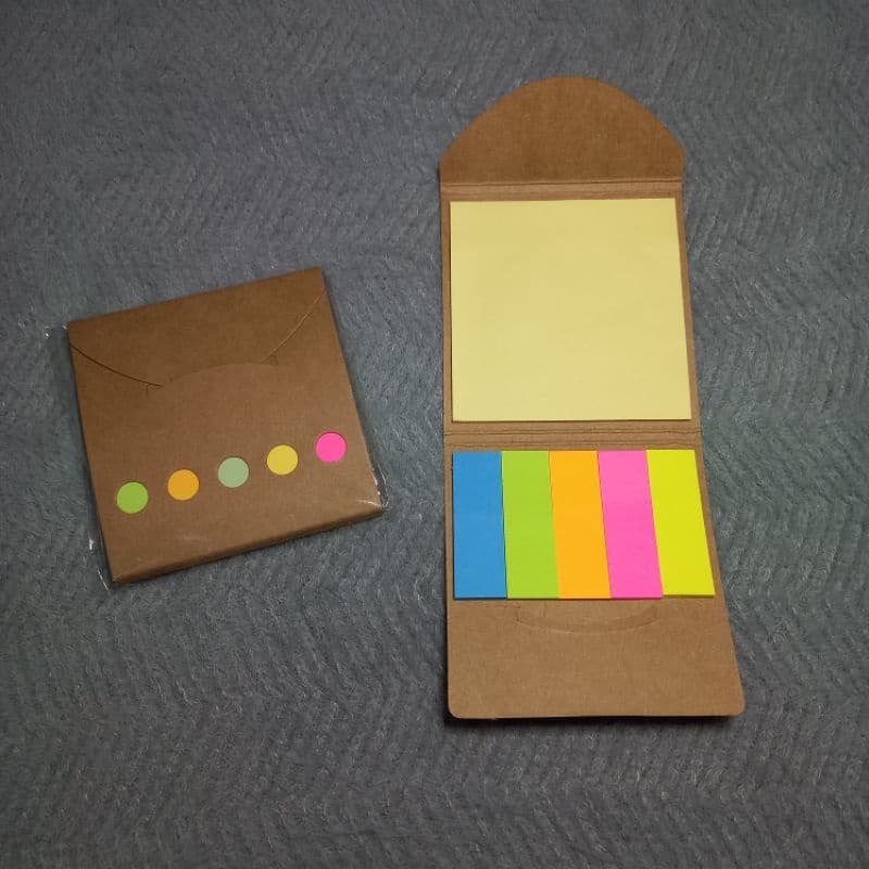 Bloco de papel auto adesivo para anotações marcador de página colorido com capa, para bolsa