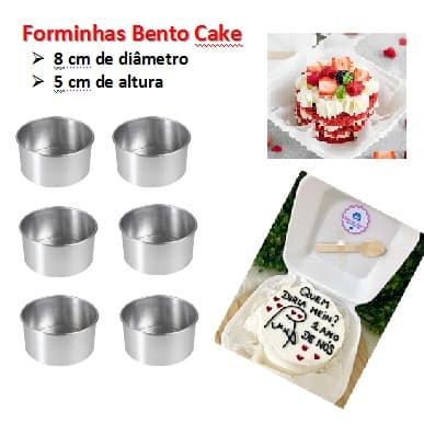6 Forminhas Bento Cake (Med:8x5) - 250 gramas - MajuFormas