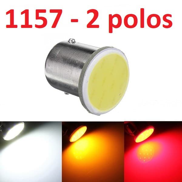 2 - 5 x Lâmpada Automotiva  Cob Led Bay15d 2 Polos P21/5w 1157  pisca ré ou freio 12v Led