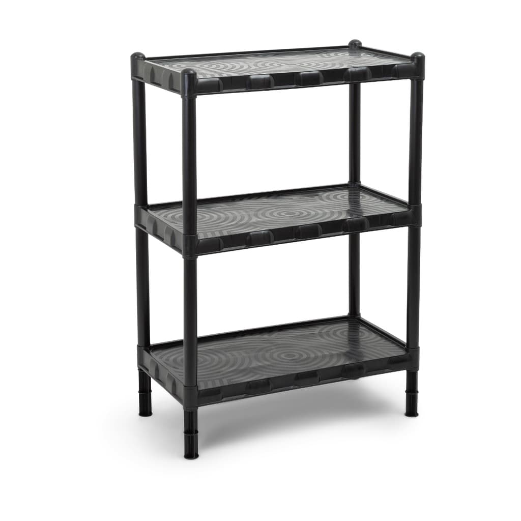 Estante Milão Plástica Preta 3 Prateleiras Grande 68 cm  Agraplast Cód.784 (COM PEZINHOS)