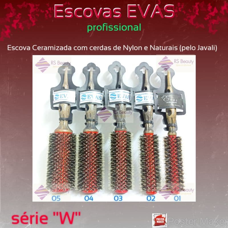 EVAS Escovas Termo Cerâmica Cerdas Mistas - Vermelha série W