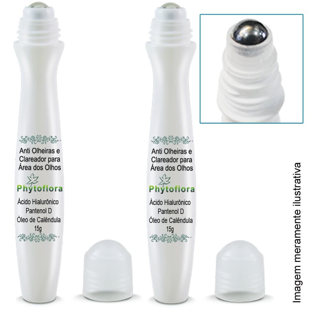 Kit 2 Anti Olheiras Sérum Com Acido Hialurônico para os Olhos, clareia e dimunui as bolsas, com esfera massageadora, 15g