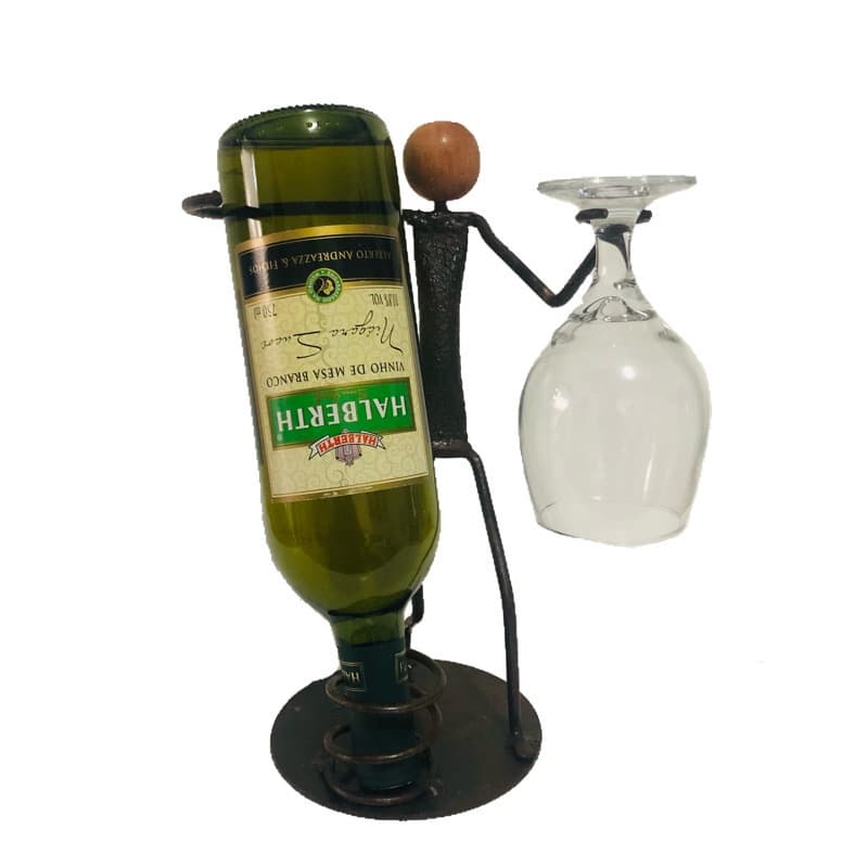 Adega Suporte Para Garrafa Taça em Ferro Decoração Casa Vinhos