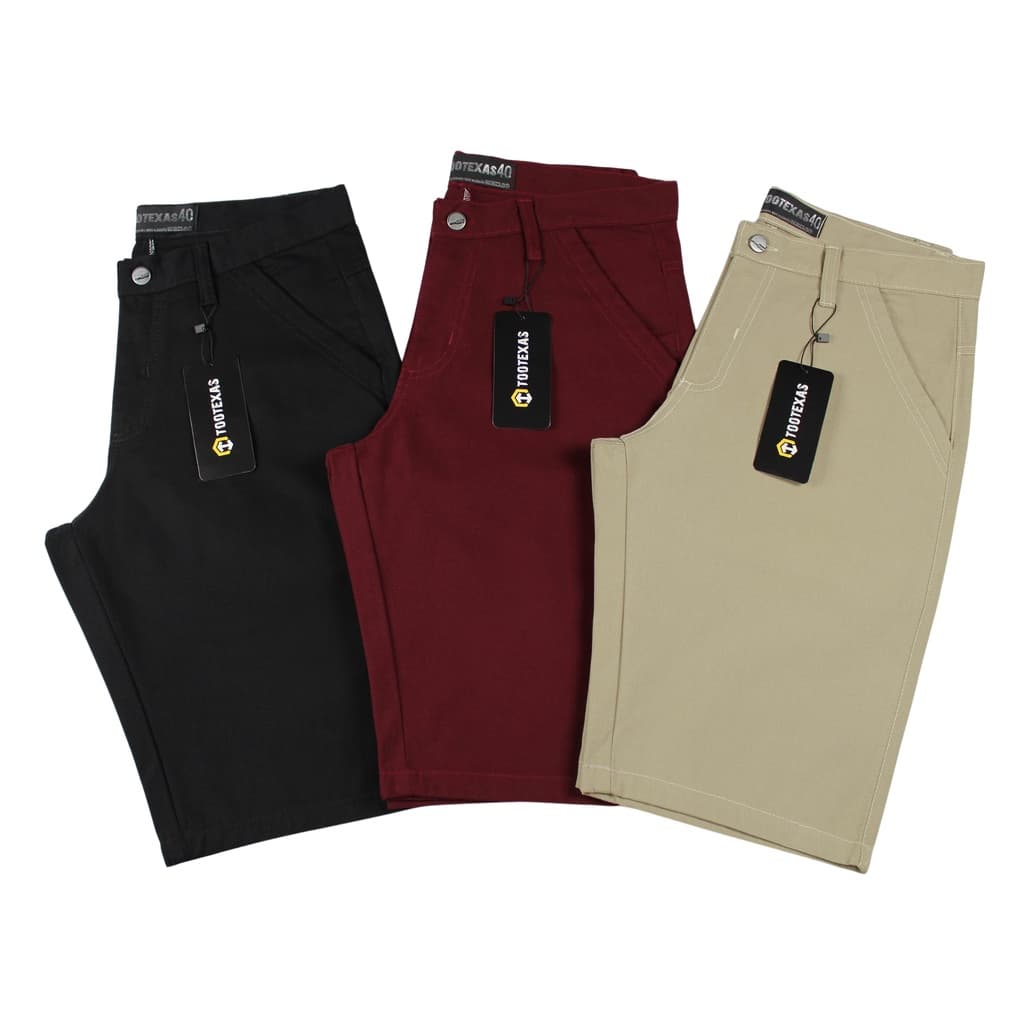 Kit 2 Bermudas Masculinas De Sarja Brim Colorida Varias Cores