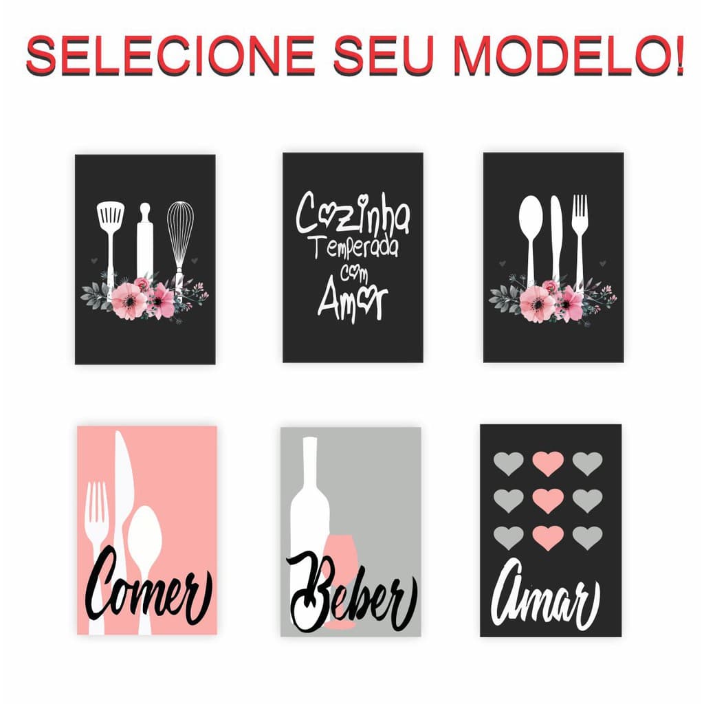 Placas Quadros Decorativos Cozinha Monte Seu Conjunto 10 X 15 cm